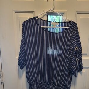 MICHAEL Michael Kors Navy and White Striped Top